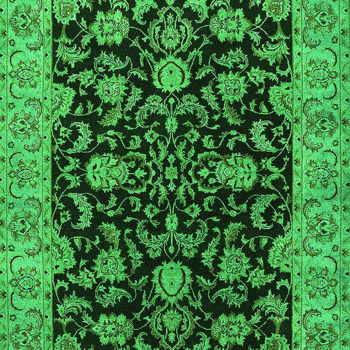 Machine Washable Oriental Green Industrial Area Rugs, wshurb1599grn