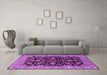 Machine Washable Oriental Pink Industrial Rug in a Living Room, wshurb1599pnk