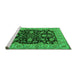 Sideview of Machine Washable Oriental Green Industrial Area Rugs, wshurb1599grn