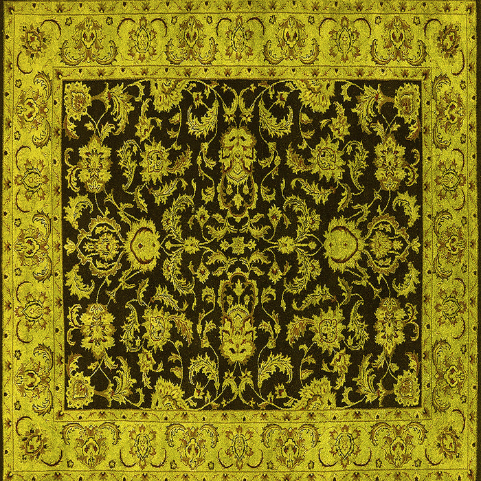 Square Machine Washable Oriental Yellow Industrial Rug, wshurb1599yw