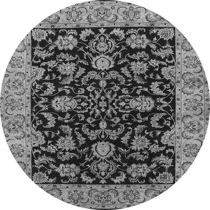 Round Machine Washable Oriental Gray Industrial Rug, wshurb1599gry