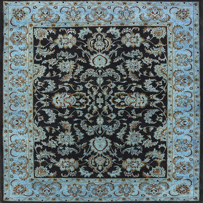 Square Mid-Century Modern Blue Oriental Rug, urb1599