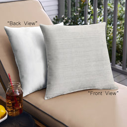 Front View of Mid-Century Modern Urban Square Linen Beige Throw Pillow, 18 inch by 18 inch, pwurb159