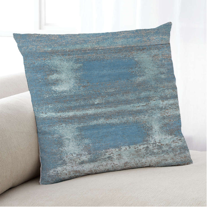 Lifestyle Image of Mid-Century Modern Urban Square Blue Throw Pillow, 18 inch by 18 inch, pwurb15