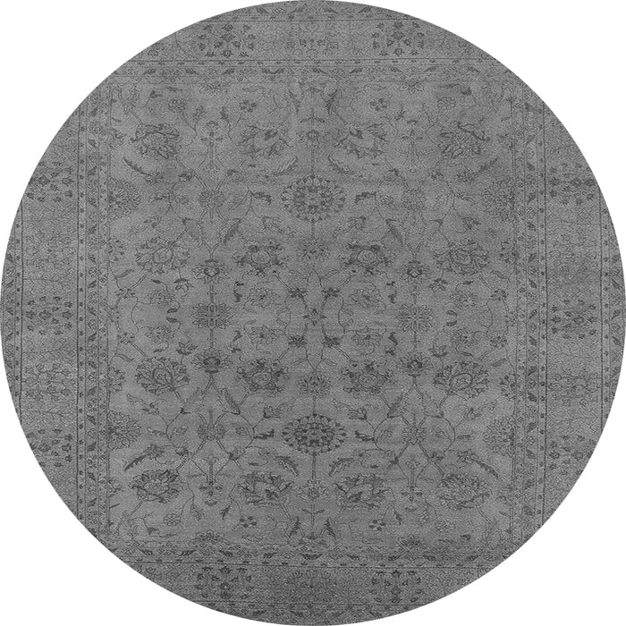 Round Machine Washable Oriental Gray Industrial Rug, wshurb1600gry