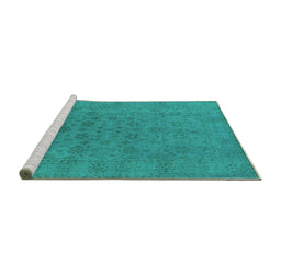 Sideview of Machine Washable Oriental Turquoise Industrial Area Rugs, wshurb1600turq
