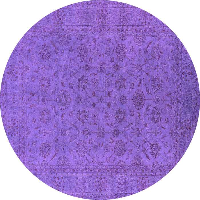 Round Machine Washable Oriental Purple Industrial Area Rugs, wshurb1600pur