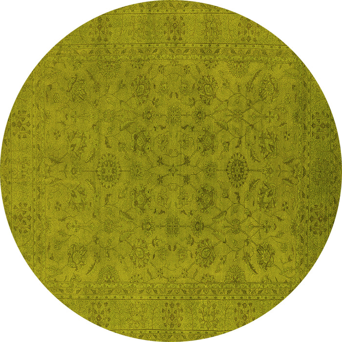 Round Machine Washable Oriental Yellow Industrial Rug, wshurb1600yw