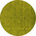 Round Machine Washable Oriental Yellow Industrial Rug, wshurb1600yw