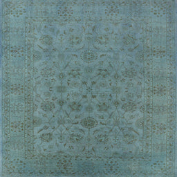 Square Machine Washable Industrial Modern Cadet Blue Green Rug, wshurb1600