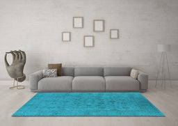 Machine Washable Oriental Light Blue Industrial Rug in a Living Room, wshurb1600lblu