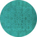 Round Oriental Turquoise Industrial Rug, urb1600turq