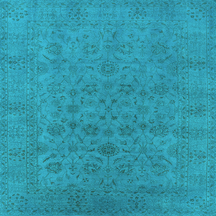 Square Machine Washable Oriental Light Blue Industrial Rug, wshurb1600lblu