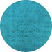 Round Oriental Light Blue Industrial Rug, urb1600lblu