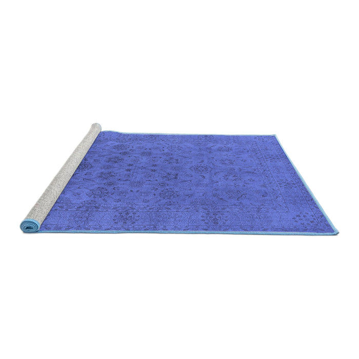 Sideview of Machine Washable Oriental Blue Industrial Rug, wshurb1600blu