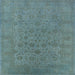 Square Mid-Century Modern Cadet Blue Green Oriental Rug, urb1600