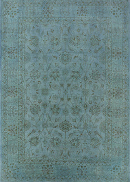 Mid-Century Modern Cadet Blue Green Oriental Rug, urb1600