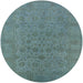 Round Mid-Century Modern Cadet Blue Green Oriental Rug, urb1600