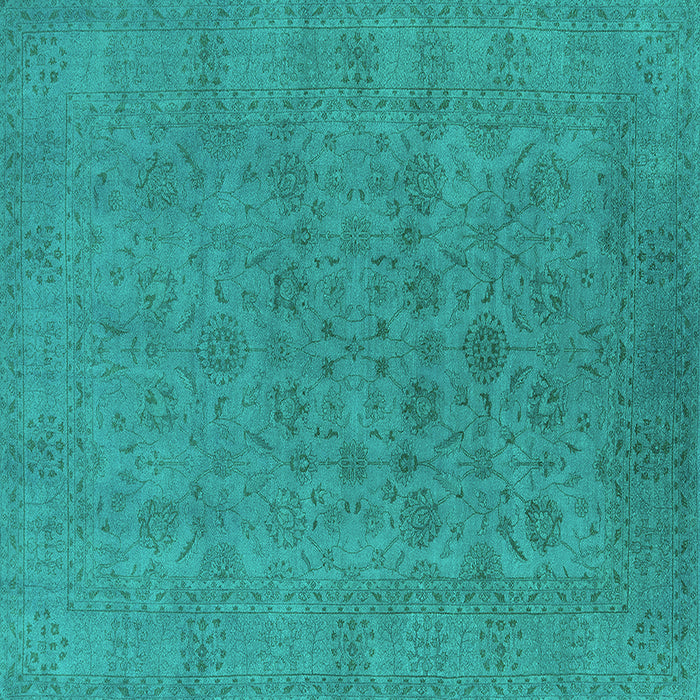 Square Oriental Turquoise Industrial Rug, urb1600turq