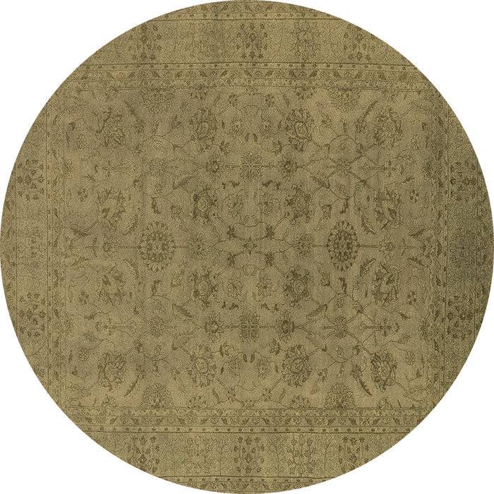 Round Machine Washable Oriental Brown Industrial Rug, wshurb1600brn