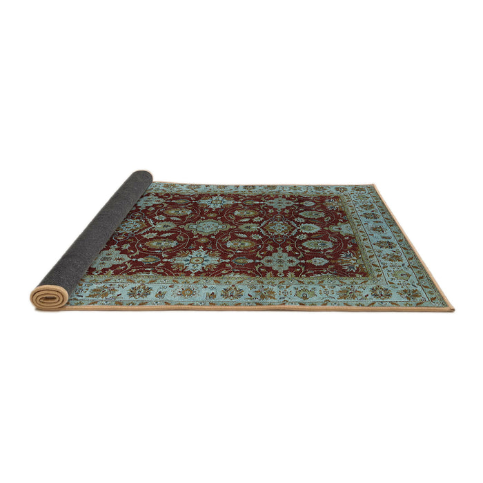 Sideview of Mid-Century Modern Dark Sea Green Oriental Rug, urb1601