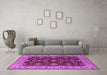 Machine Washable Oriental Pink Industrial Rug in a Living Room, wshurb1601pnk