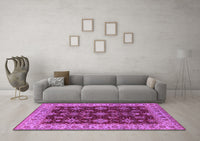 Machine Washable Oriental Pink Industrial Rug, wshurb1601pnk