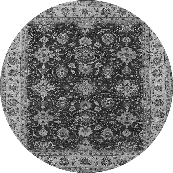 Round Machine Washable Oriental Gray Industrial Rug, wshurb1601gry
