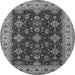 Round Machine Washable Oriental Gray Industrial Rug, wshurb1601gry