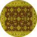 Round Oriental Yellow Industrial Rug, urb1601yw