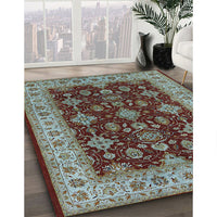 Mid-Century Modern Dark Sea Green Oriental Rug, urb1601