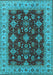 Machine Washable Oriental Light Blue Industrial Rug, wshurb1601lblu