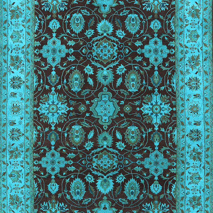 Machine Washable Oriental Light Blue Industrial Rug, wshurb1601lblu