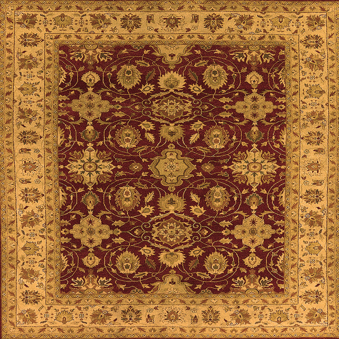 Square Machine Washable Oriental Orange Industrial Area Rugs, wshurb1601org
