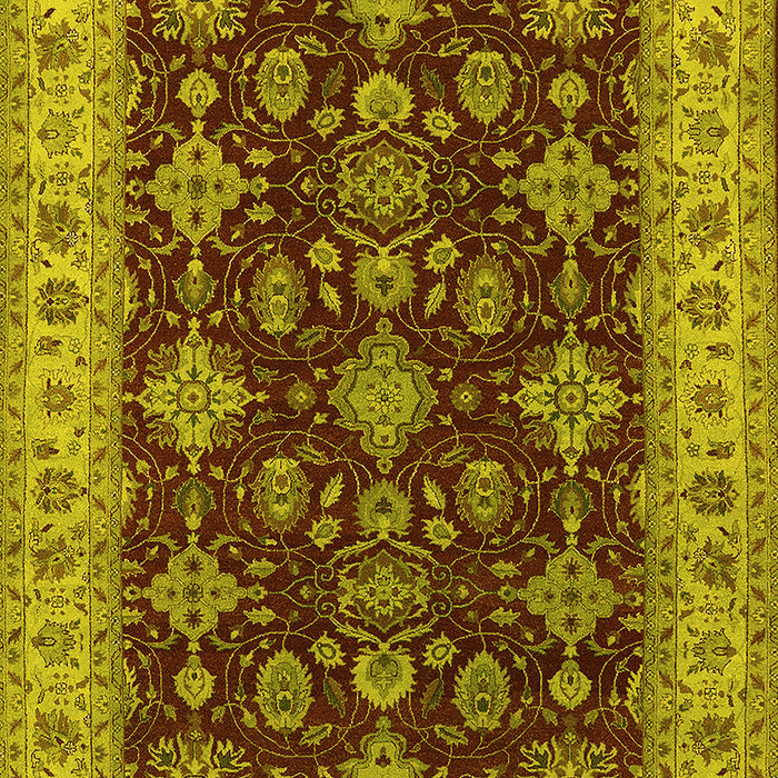 Machine Washable Oriental Yellow Industrial Rug, wshurb1601yw