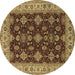 Round Machine Washable Oriental Brown Industrial Rug, wshurb1601brn