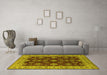 Machine Washable Oriental Yellow Industrial Rug in a Living Room, wshurb1601yw