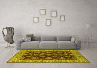 Machine Washable Oriental Yellow Industrial Rug, wshurb1601yw