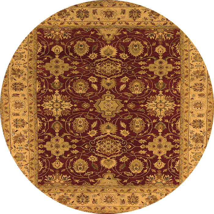 Round Machine Washable Oriental Orange Industrial Area Rugs, wshurb1601org