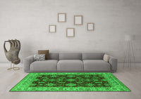 Machine Washable Oriental Green Industrial Rug, wshurb1601grn