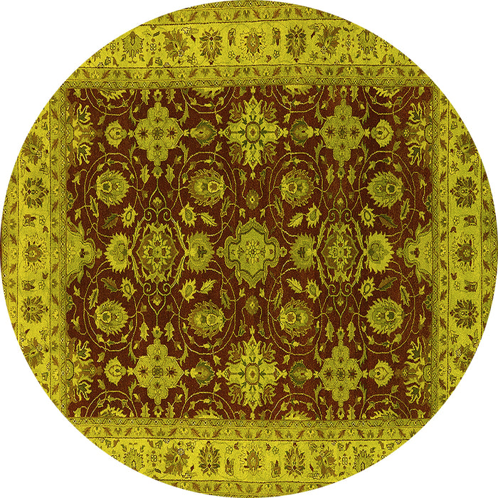 Round Machine Washable Oriental Yellow Industrial Rug, wshurb1601yw