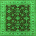 Square Machine Washable Oriental Green Industrial Area Rugs, wshurb1601grn