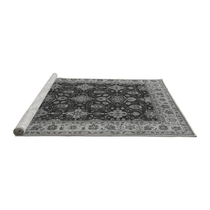 Sideview of Machine Washable Oriental Gray Industrial Rug, wshurb1601gry