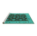 Sideview of Machine Washable Oriental Turquoise Industrial Area Rugs, wshurb1601turq