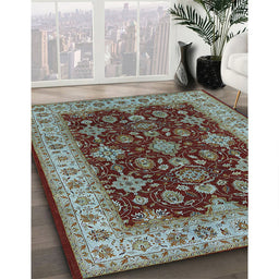 Machine Washable Industrial Modern Dark Sea Green Rug in a Family Room, wshurb1601