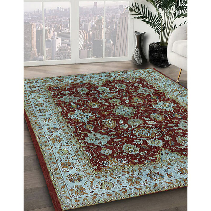 Machine Washable Industrial Modern Dark Sea Green Rug in a Family Room, wshurb1601