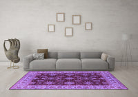 Machine Washable Oriental Purple Industrial Rug, wshurb1601pur