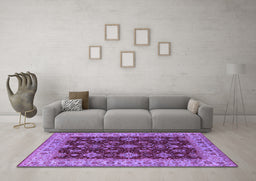 Machine Washable Oriental Purple Industrial Area Rugs in a Living Room, wshurb1601pur