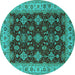 Round Oriental Turquoise Industrial Rug, urb1601turq