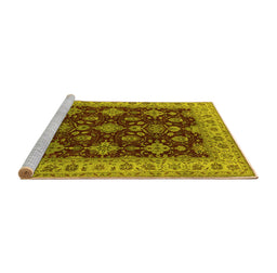 Sideview of Machine Washable Oriental Yellow Industrial Rug, wshurb1601yw